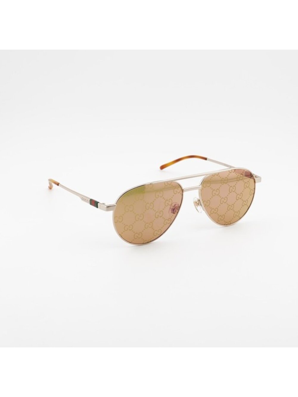 Gucci GG1679S 002 Sunglasses Shiny Gold Aviator Frame,Yellow with GG Logo Lenses - Picture 4 of 10